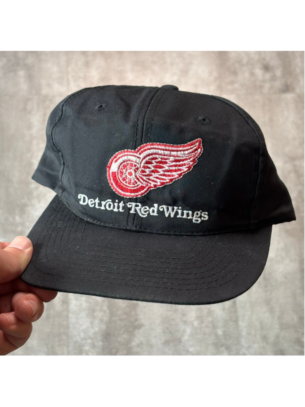 Vintage Detroit Red Wings Twins SnapBack Hat Black